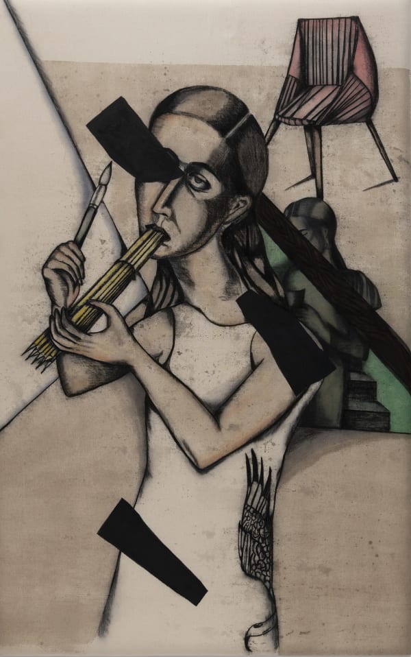 Anju Dodiya, Studio (with Phoenix), 2019