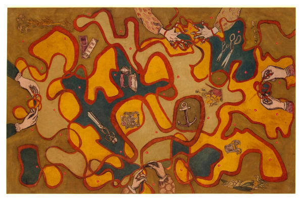 Lavanya Mani, Red labyrinths (Ariadne’s thread), 2009