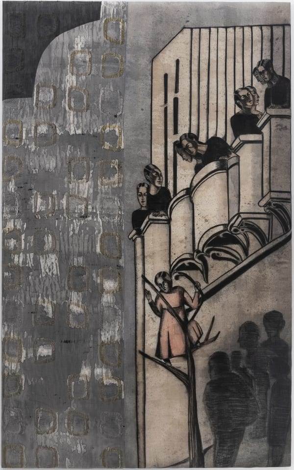 Anju Dodiya, Girl In The Tree (after Giotto), 2020