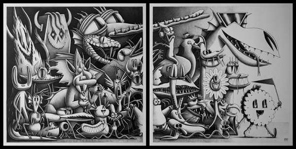 Enfant, J'avais Beaucoup d'Amis, 2025 Graphite sur papier Sans cadre : 60 x 120 cm Avec cadre : 77 x 139 cm
