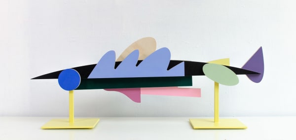 Réversible #9, 2025 Peinture acrylique sur bois de bouleau et socle en acier peint 20 x 70 x 3,6 cm Socle 6 x 15 x 15 cm