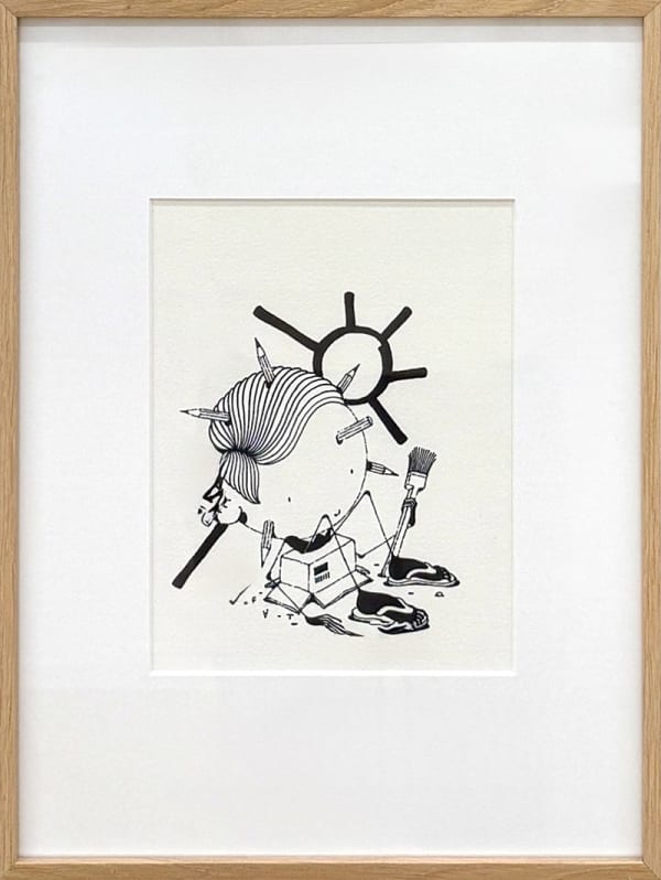 Crayon de soleil , 2025 Encre sur papier Arches 29,7 x 21cm ; 40 x 30 cm encadré