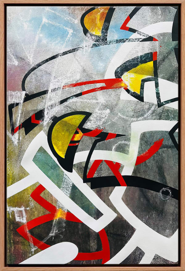 Shadow Boxing 3, 2024 Acrylic, spray paint, charcoal and solid marker on canvas 60 x 40 cm