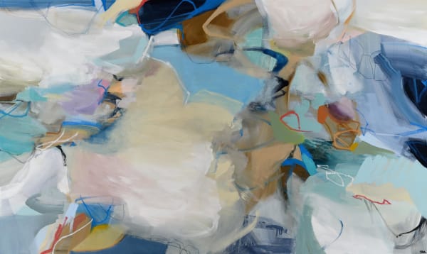 Cat Tesla True Blue, 2024 Oil, acrylic, oil stick and graphite on canvas 36 x 60"