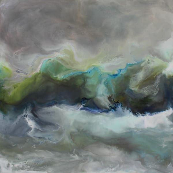 Ruth Hamill Mesmeric Encaustic on canvas 18 x 18" unframed 19.75 x 19.75" framed
