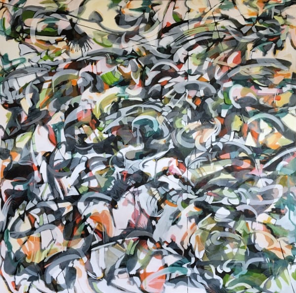 Glynis Tinglof 5 Lines 16 Degrees of Separation Acrylic, ink, and oil on panel 36 x 36"
