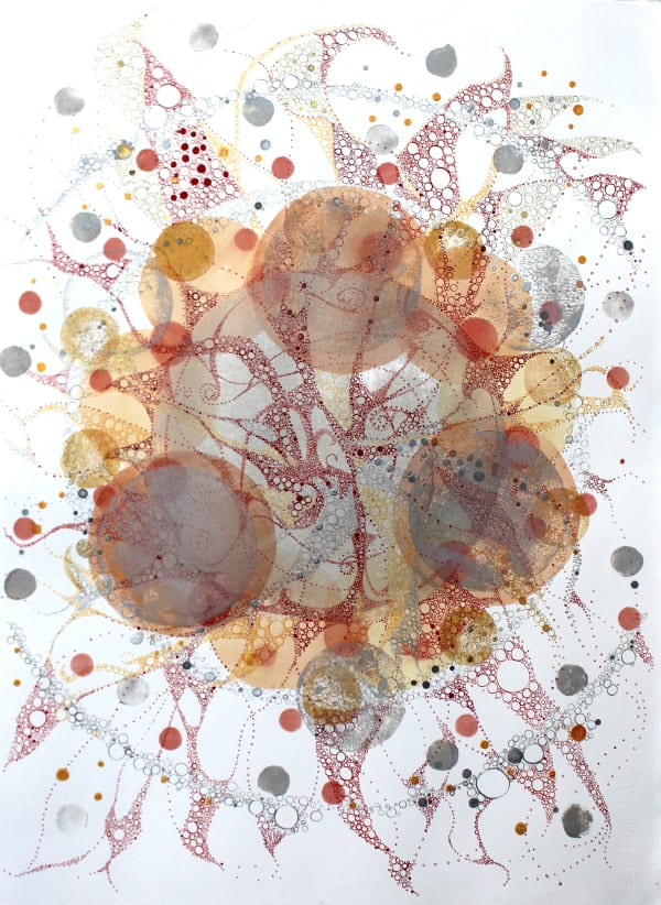 Ruth Hamill Nourishing Intaglio, calligraphy and relief-printing inks, gouache and watercolor on paper 22 x 30" unframed 30.25 x 37.25" framed