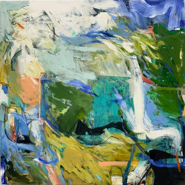 Krista Harris Swan Dive, 2020 Acrylic, graphite, glazes and oil crayon on canvas 48 x 48"
