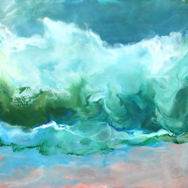 Ruth Hamill Away Encaustic on canvas 18 x 18" unframed 19.75 x 19.75" framed