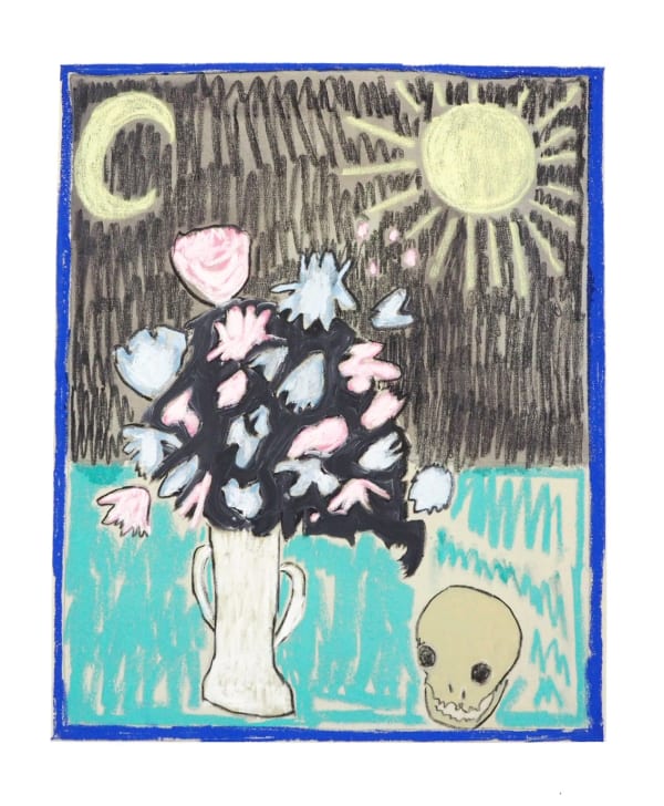 Boris Saccone, Still life with flowers and skull, 2022