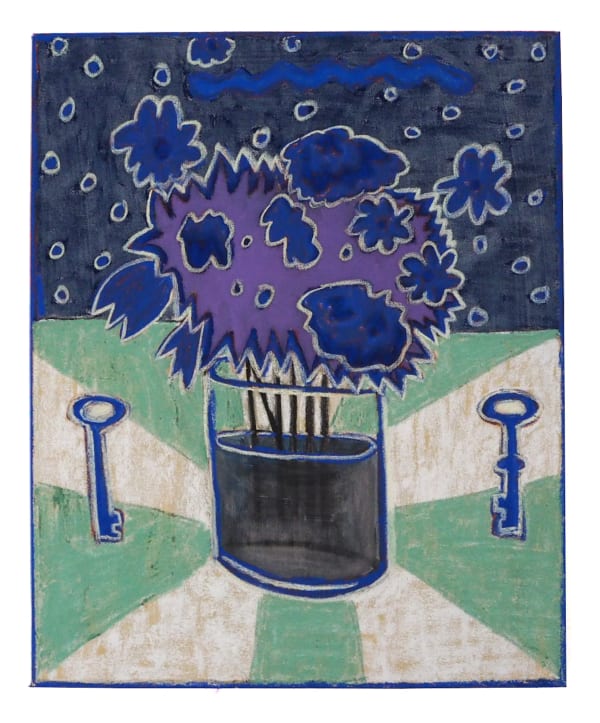 Boris Saccone, Still life with flowers and two keys, 2022