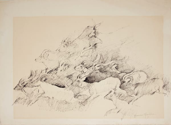 Theresa Musoke, Untitled (Running Antelopes), 1975