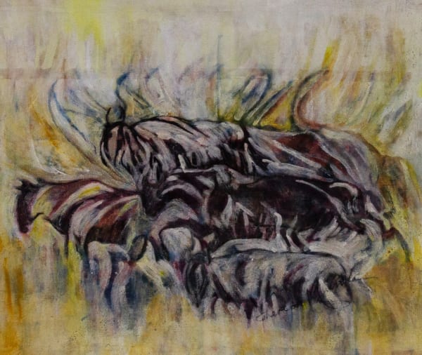 Theresa Musoke, Wildebeest (yellow background), 2003