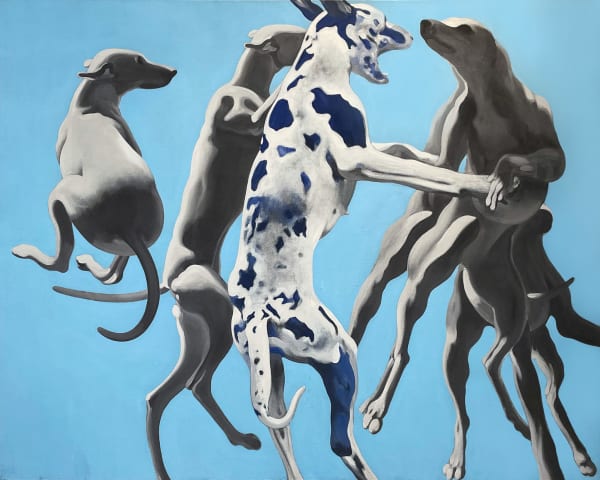Henri Cueco, Les chiens qui sautent, le chien bleu, 1994