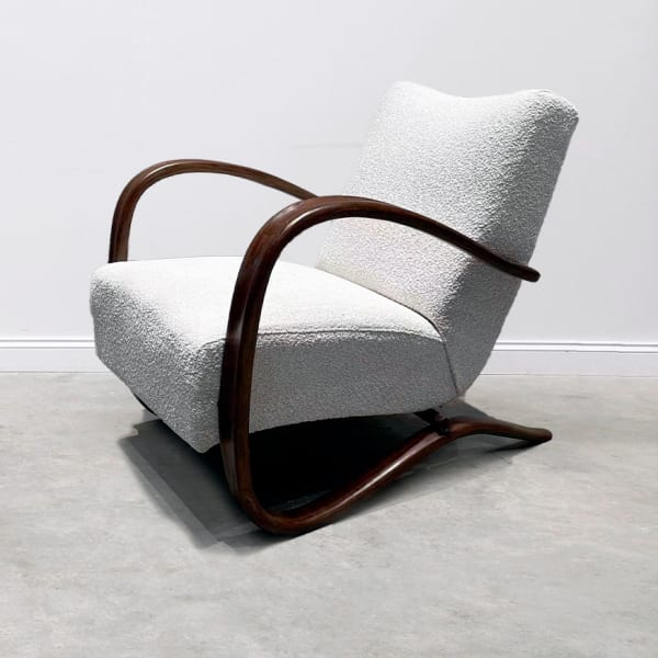 A Pair of Vintage Czech Armchairs | 一对哈拉巴拉休闲椅 (棕色木饰) , 1930s