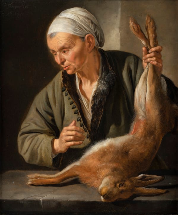 JACOB TOORENVLIET, Woman with a Hare, 1675