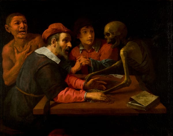 GIOVANNI MARTINELLI, Death comes to the table of the miser, 1638