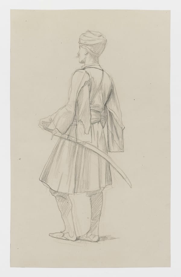 JEAN-LÉON GEROME Standing Arnaut seen from behind, with a curved sword