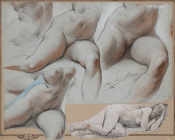 ADOLPHE LALIRE, Nude sketches (possibly depicting his wife, Marthe La Lyre), c. 1885