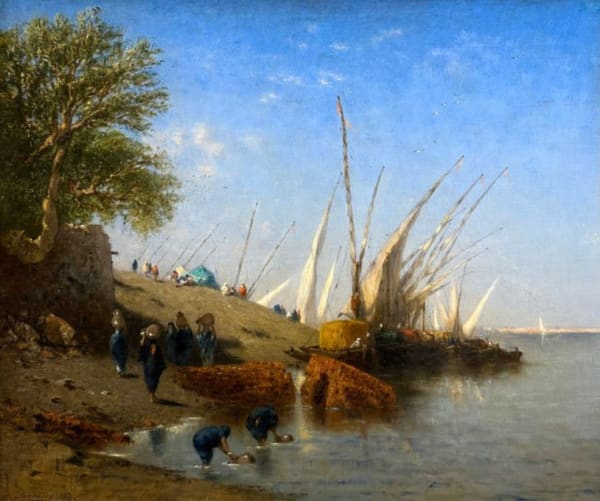 NARCISSE BERCHÈRE, Boats along the Nile, 1867