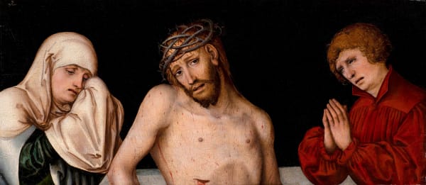 LUCAS CRANACH THE YOUNGER, Christ as the Man of Sorrows with the Virgin Mary and Saint John