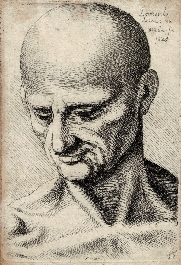WENCESLAUS HOLLAR, Figure study of a bald man, 1648