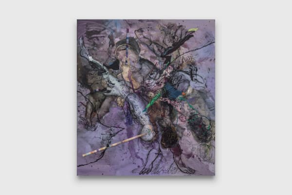 Nick Modrzewski The Perseverance of a Neck, 2025 acrylic and charcoal on linen 180 x 160 cm 70 7/8 x 63 in
