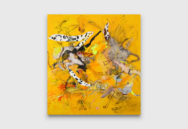 Nick Modrzewski Solving Dog Behaviour Problems, 2025 acrylic and charcoal on linen 220 x 200 cm 86 x 78 inches