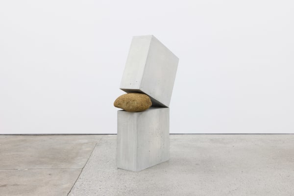 Jose Dávila The exception that proves the rule, 2025 concrete and boulder 227 x 165 x 48 cm 89 3/8 x 65 x 18 7/8 in