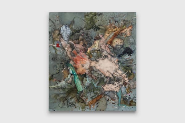 Nick Modrzewski Geography (with Prison Maps), 2025 acrylic and charcoal on linen 180 x 160 cm 70 7/8 x 63 in