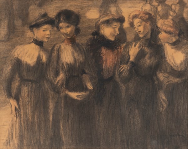 Theophile-Alexandre Steinlen La Promenade, c. 1900 Pastel on paper 28 1/2 x 33 1/2 in, 72.4 x 85 cm Signed 'Steinlen' lower right