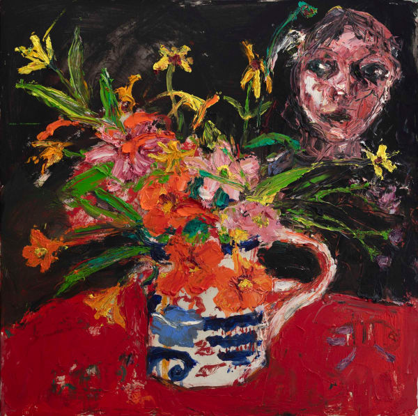 Shani Rhys James Nasturtiums II, 2021 Oil on gesso board 15 3/4 x 15 3/4 in 40 x 40 cm Signed, titled and dated on verso