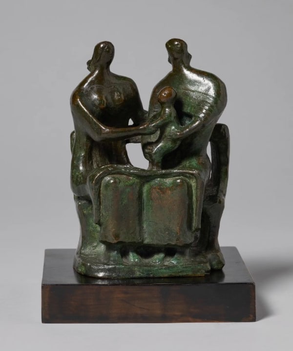 Henry Moore Two Seated Women and a Child, 1945 Bronze Edition of 7 Height 6 3/4 in, 17.1 cm