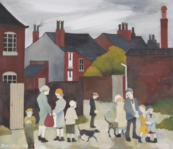 Eric Tucker Street Scene, Chimney with Hole Oil on board 43.5 x 50 cm Signed 'E Tucker' lower left On view at Connaught Brown