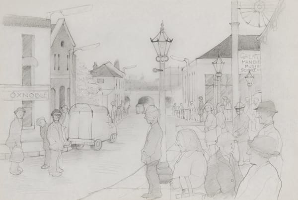 Eric Tucker Preparatory Drawing for 'Castlefield, Manchester' Pencil on paper 28.4 x 41.9 cm On view at Connaught Brown