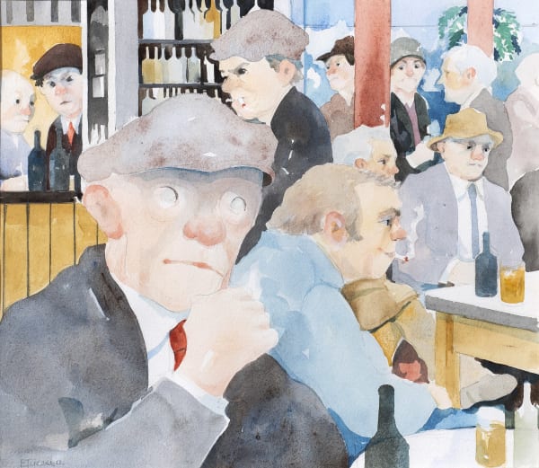 Eric Tucker Jimmy No Eyes Watercolour and pencil on paper 10 1/4 x 11 3/4 in, 26 x 30 cm Signed lower left 'ETucker' On view at Alon Zakaim Fine Art