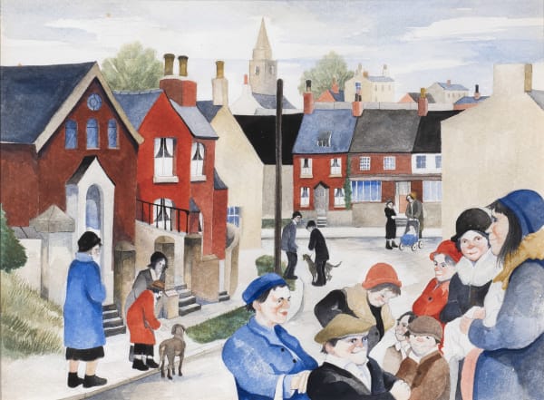 Eric Tucker Greens Norton, Sunday Morning Watercolour and pencil on paper 11 1/8 x 15 in, 28 x 38 cm On view at Alon Zakaim Fine Art