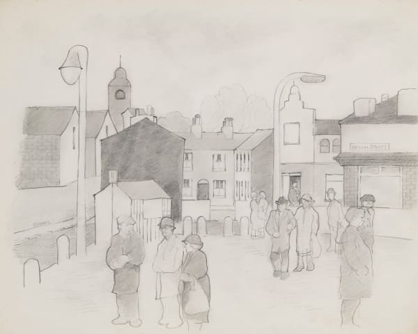 Eric Tucker Preparatory Drawing for 'Brown Street' Pencil on paper 23.1 x 40.6 cm Signed 'E Tucker' centre left On view at Alon Zakaim Fine Art