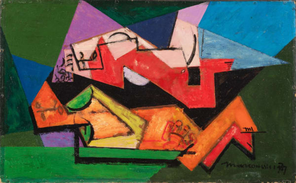 Louis Marcoussis Deux dormeurs, 1937 Oil on cardboard mounted on a stretcher 14 3/4 x 24 1/8 in, 37.6 x 61 cm Signed and dated 'marcoussis 1937' lower right