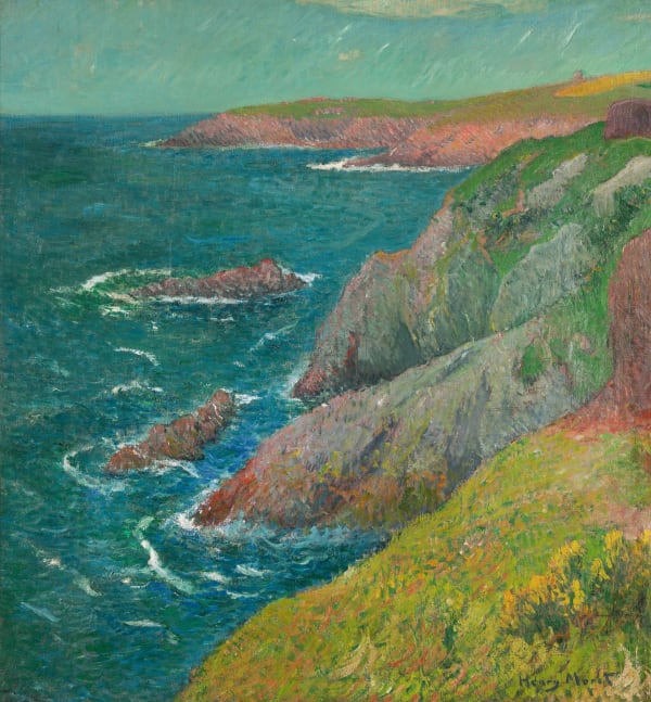 Henry Moret Falaises, côtes de Moëlan sur mer, c. 1902 Oil on canvas 33 1/2 x 31 5/8 in, 85 x 80.3 cm Signed 'Henry Moret' lower right