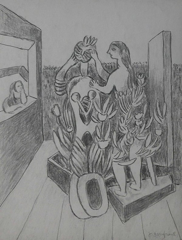 Jacob Bornfriend, Figures in garden