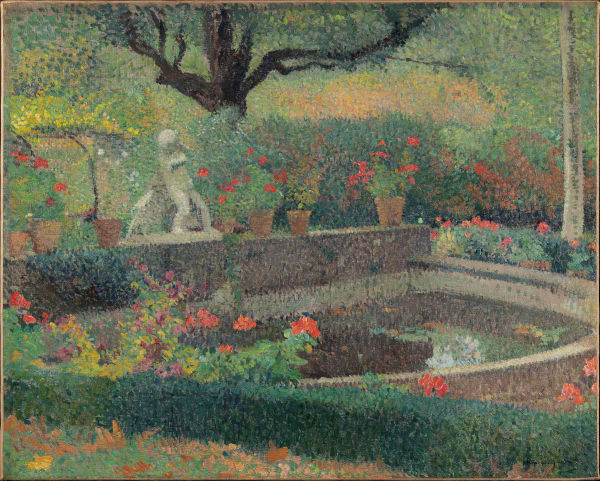 Henri Martin, Le bassin fleuri de Marquayrol avec l’enfant à l’oie, c. 1920