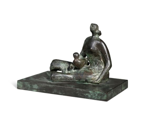 Henry Moore, Draped Seated Mother and Child on Ground, 1980