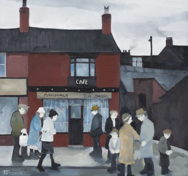 Eric Tucker The Cafe Oil on board 10 x 11 in, 25.4 x 27.9 cm Signed 'ETucker' lower left On view at Alon Zakaim Fine Art