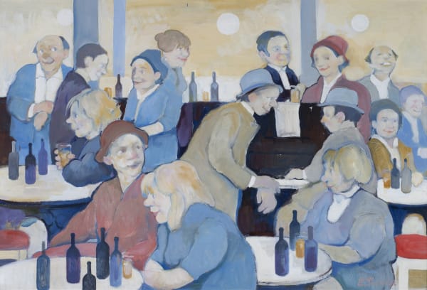 Eric Tucker Play 'Temptation' For Me Oil on board 19 1/4 x 27 3/4 in, 49 x 70.5 cm Signed 'ETucker' lower right On view at Connaught Brown