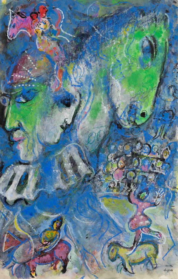 Marc Chagall, Deux profils verts au cirque, 1966
