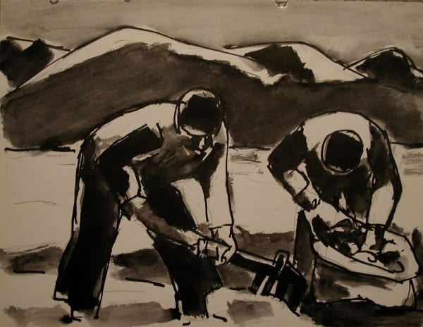 Josef Herman, Potato harvest, 1959