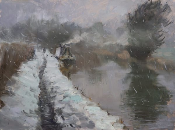 Rob Pointon ROI, Winter Scene, Trent, and Mersey