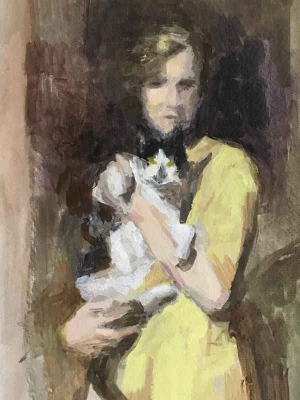 Linda Schwab, Unknown Woman with Cat, 2020