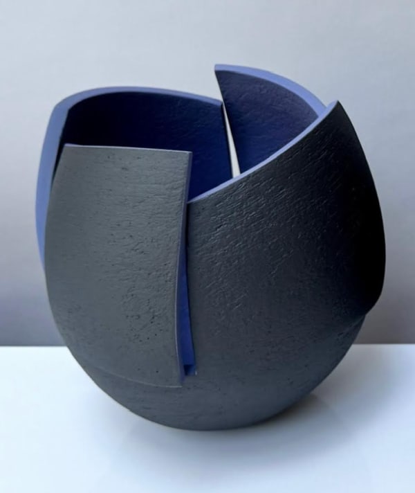Ashraf Hanna, Black cut and altered bowl form with indigo interior